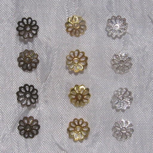 100 coupelles CHOIX intercalaires filigranes 8mm perle métal doré argenté bronze