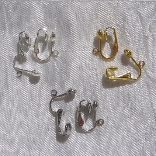 4 clips support boucles oreille non-percée 15x13 mm argenté doré sans nickel