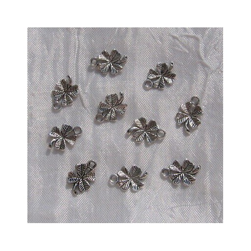 Lot de 10 BRELOQUES PENDENTIFS TREFLE 4 feuilles porte bonheur METAL ARGENTE B55