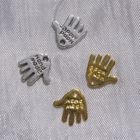 10 breloques AU CHOIX fait main hand made12x10mm perles métal argenté doré