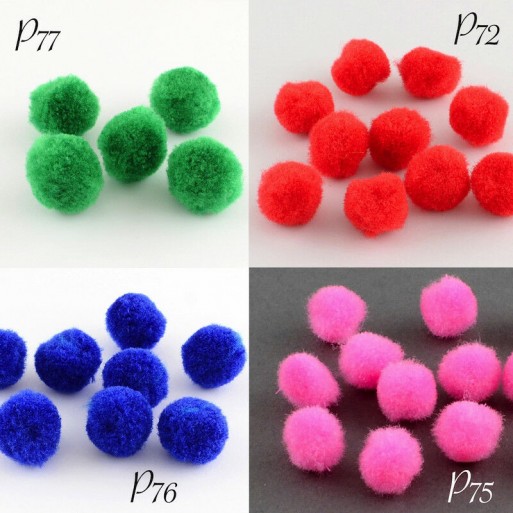 40 pompons boules acrylique 20mm bijoux couture vêtements rose bleu vert rouge