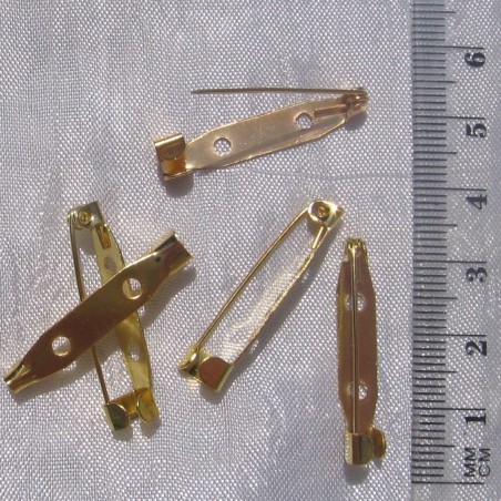 O206- LOT DE 30 SUPPORTS BROCHE EPINGLE FER DORÉ OR CREATION BIJOU CABOCHON FIMO