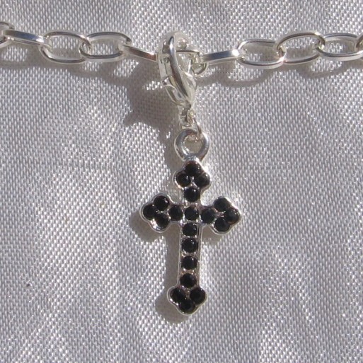 charm CROIX strass noires ou translucides breloque avec mousqueton V406 V435