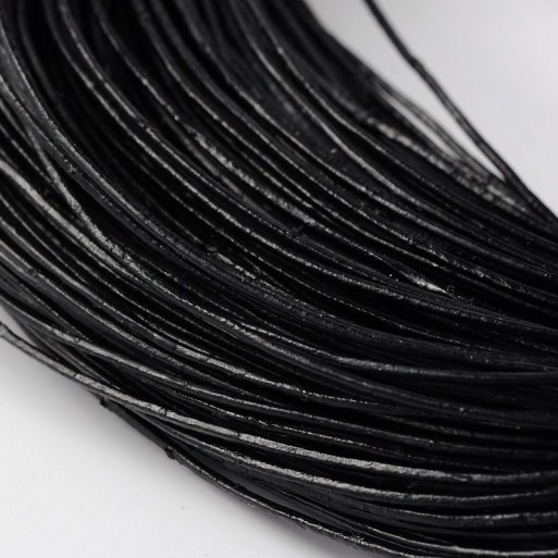 Lot de 2 mètres - 200cm de fil en cuir noir diamètre AU CHOIX 1mm 1,5mm 2mm 3mm