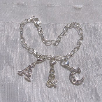 BRACELET CHAINE 20CM METAL ARGENTE MOUSQUETON 12x6MM breloques charms *C183.20