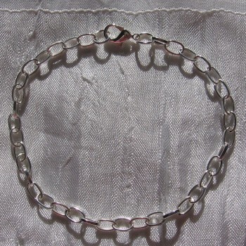 BRACELET CHAINE 20CM METAL ARGENTE MOUSQUETON 12x6MM breloques charms *C183.20