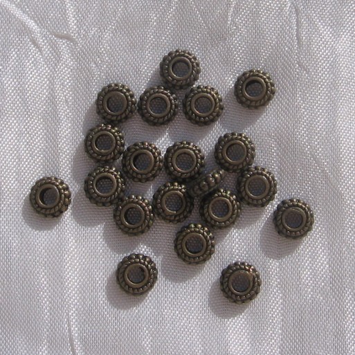 Lot de 20 perles intercalaires rondelles roues spacers métal bronze 8mmx3mm *J25