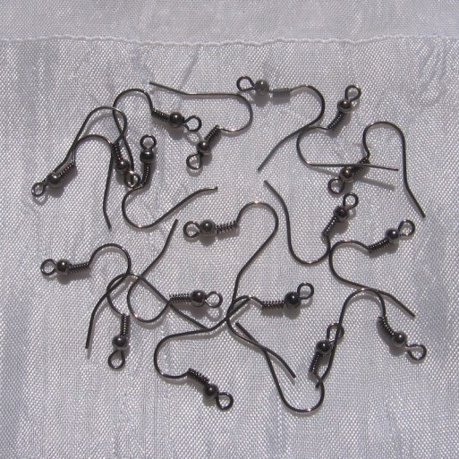 U8 Lot de 100 crochets boucles d'oreilles percées noir-gris hématite 18x16mm