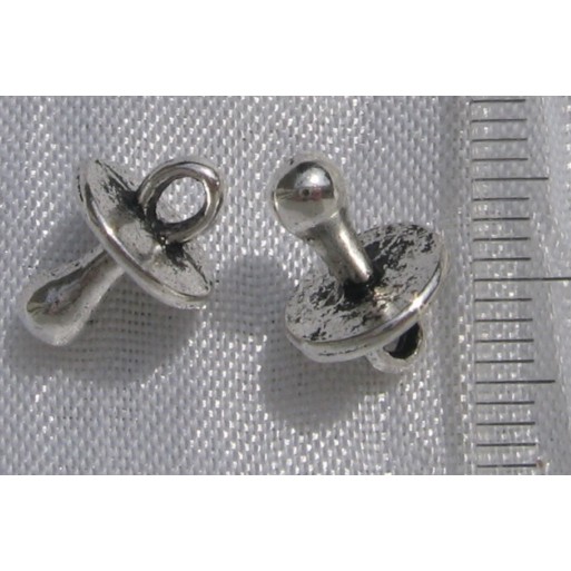 Lot de 5 breloques TÉTINE pendentifs perles en métal argenté en 3D 13x9mm *B221