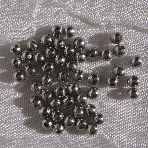 Lot de 100 perles rondes lisses 3mm en acier inoxydable trou 1mm *IN17