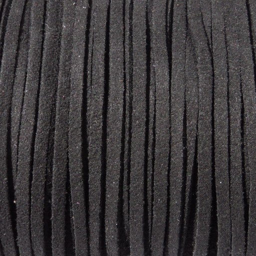 Lot de 3m - 300cm FIL SUÉDINE 3x1mm cordon daim corde velvet textile NOIR *C27