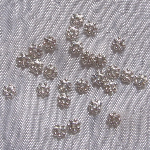 Lot de 100 intercalaires coupelles 4mm séparateurs perles argentés *S24