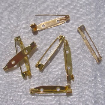 O206- LOT DE 30 SUPPORTS BROCHE EPINGLE FER DORÉ OR CREATION BIJOU CABOCHON FIMO
