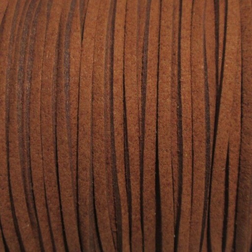 LOT DE 2m60cm FIL SUÉDINE CORDON DAIM TEXTILE MARRON CARAMEL CLAIR 3x1mm *C137