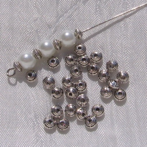 S1 - LOT DE 50 PERLES INTERCALAIRES TOUPIES 5MM x 3MM ARGENTE TROU 1,5MM BIJOUX