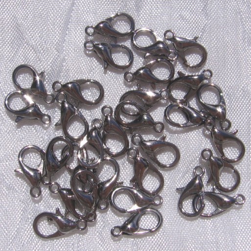 LOT DE 100 FERMOIRS MOUSQUETONS 12MMx6MM GUNMETAL HÉMATITE PINCES DE HOMARD *U3