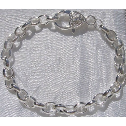chaine bracelet métal argenté maillon solide 6x8mm mousqueton 19cm ou 20cm *C80