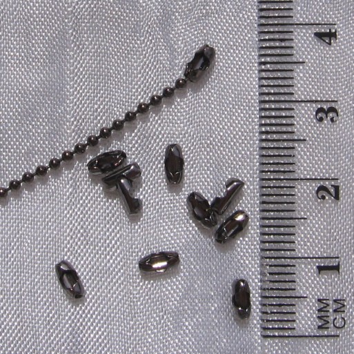 CHAINE bille 1,5mm Cache-noeuds CONNECTEURS embouts chaine gunmétal gris-noir