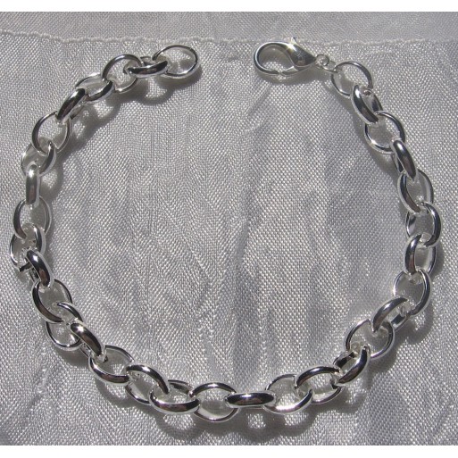 chaine bracelet métal argenté maillon solide 6x8mm mousqueton métal argenté *C80