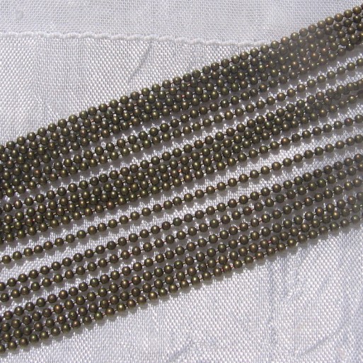 J108 - 2 mètres chaine boule bille 1,5mm metal couleur bronze collier bracelet