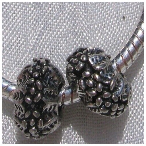 2 CHARMS PERLES ANNEAUX FLEURS METAL ARGENTE 8x13mm trou 5mm COMPATIBLES *E16