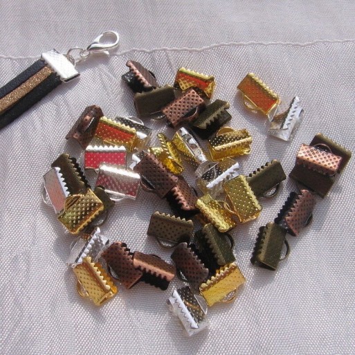 40 pinces embouts cache noeuds mix métal argenté bronze doré cuivre 10x8mm *AU15