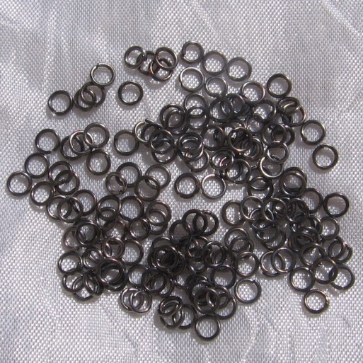 Lot de 400 ANNEAUX de 4mm en métal gris-noir gunmetal pour breloques chaine *U10