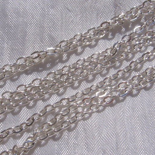 LOT DE 5M DE CHAINE 4x3MM FORÇAT METAL ARGENTE CLAIR perles colliers fils *C153