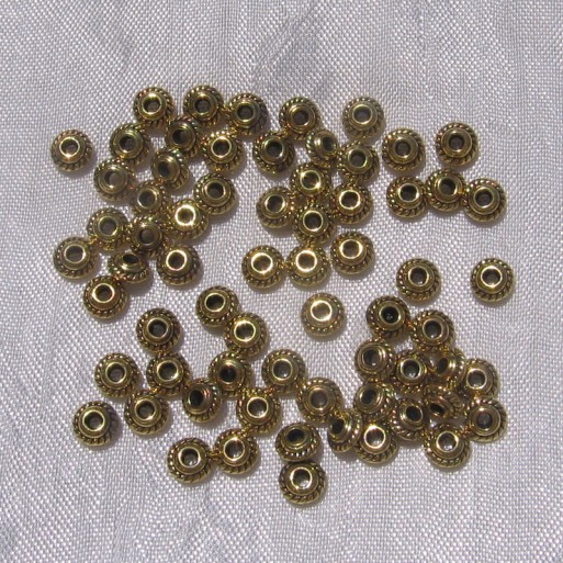 LOT DE 100 PERLES INTERCALAIRES TOUPIES 5MM x 3MM DORÉS TROU 1,5MM BIJOUX *O196