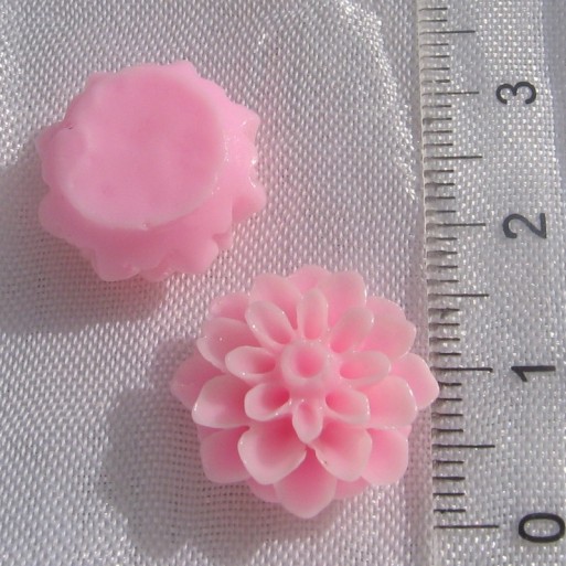 LOT DE 5 FLEURS CABOCHONS PERLES EN RESINE PLASTIQUE ROSE 16MMx8MM *F121