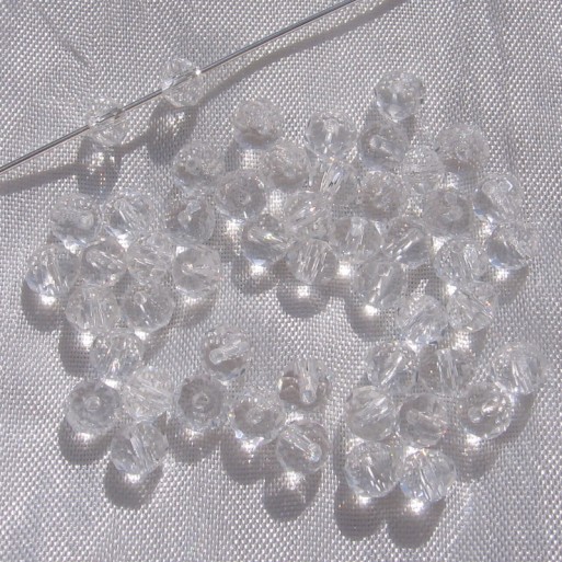 VT4.1 - 50 Perles Facettes Rondelles 6mm x 4mm Cristal TRANSPARENT Verre Taillé