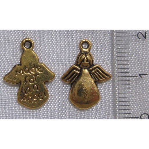 6 BRELOQUES ANGE PENDENTIFS PERLES METAL DORE 18mm charms angel *O87