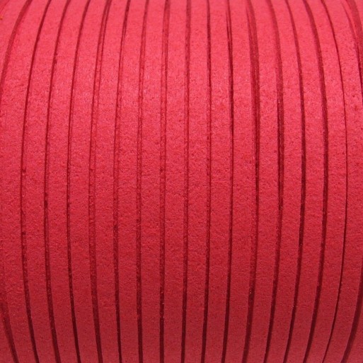 Lot de 3m fil suédine rouge corail cordon daim velvet textile 3mmx1mm *C206
