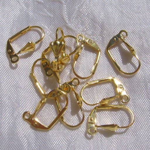 LOT DE 10 SUPPORTS BOUCLES D'OREILLES DORMEUSES DOREES OR CLAIR 17mmx10mm *O182