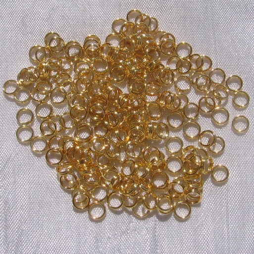 O201 - Lot de 200 anneaux doubles 5mm x 1,2mm or doré chaines fermoirs breloques
