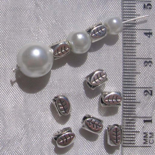 40 intercalaires feuilles spacers perles argentées sans nickel 7mm trou 3mm S42