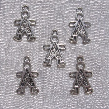 MIX 8 BRELOQUES FILLE & GARCON PERLES EN METAL ARGENTE 24x15mm ARGENTE *B388