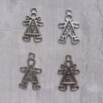 MIX 8 BRELOQUES FILLE & GARCON PERLES EN METAL ARGENTE 24x15mm ARGENTE *B388