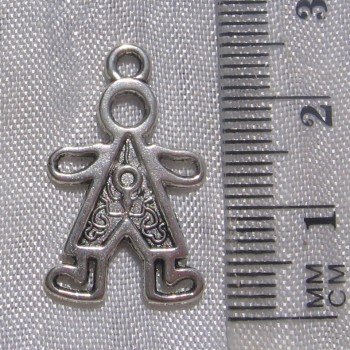 MIX 8 BRELOQUES FILLE & GARCON PERLES EN METAL ARGENTE 24x15mm ARGENTE *B388