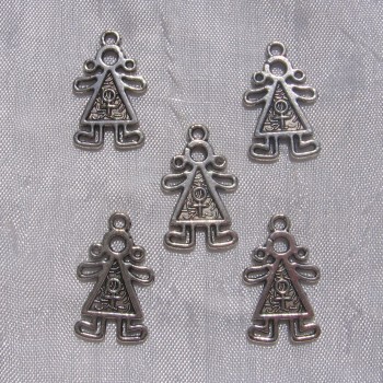 MIX 8 BRELOQUES FILLE & GARCON PERLES EN METAL ARGENTE 24x15mm ARGENTE *B388