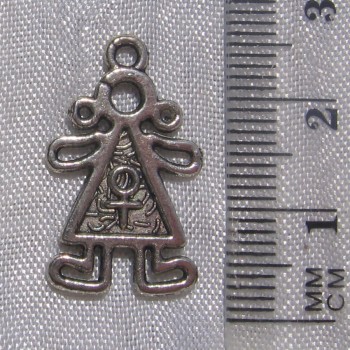 MIX 8 BRELOQUES FILLE & GARCON PERLES EN METAL ARGENTE 24x15mm ARGENTE *B388