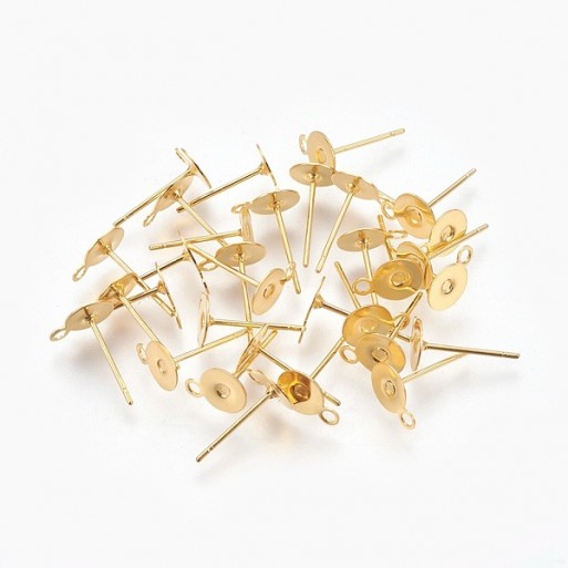 IX23 - Lot 10 clous dorés supports boucles d’oreilles acier inoxydable 12mm x 6mm