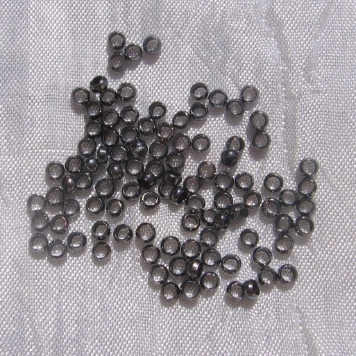 LOT DE 100 PERLES À ÉCRASER 3MM RONDES LISSES GUNMETAL création bijoux *U16