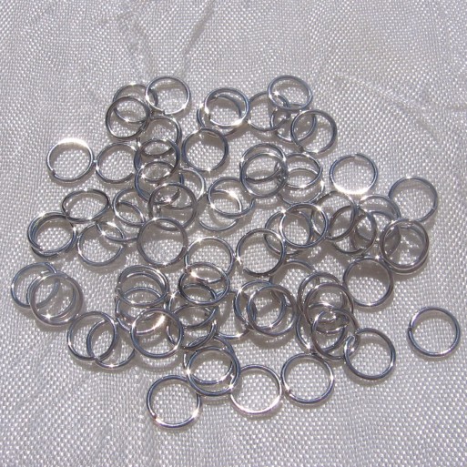 250 anneaux 6mm metal argente couleur gris métal breloque chaine mousqueton*A103