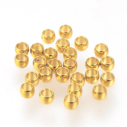 IX33 - LOT 100 INTERCALAIRES ACIER INOXYDABLE PLAQUÉ OR 24K PERLES 1,5MMx0,8MM