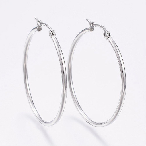 PAIRE DE CREOLES EN ACIER INOXYDABLE 45MM BOUCLES D'OREILLES CERCLE - IN90