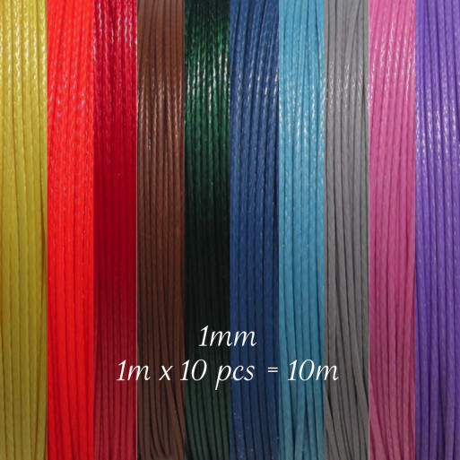 CU3 - Lot Mix 10m de fil polyester satiné 1mm pour colliers sautoirs bracelets