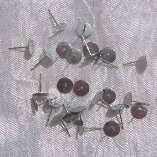 LOT DE 30 CLOUS 12x8MM SUPPORTS BOUCLES D'OREILLES ACIER INOXYDABLE - IN10.8