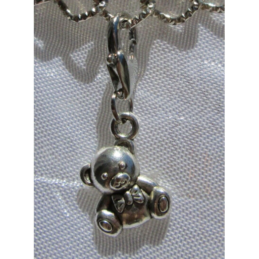 1 CHARM SUR MOUSQUETON COEUR OURSON BRELOQUE CLIPPER METAL ARGENTE *V498