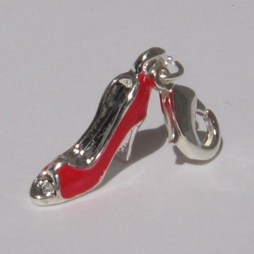 1 CHARM CHAUSSURE DE SOIREE A TALON ROUGE BRELOQUE MOUSQUETON METAL ARGENTE*V542